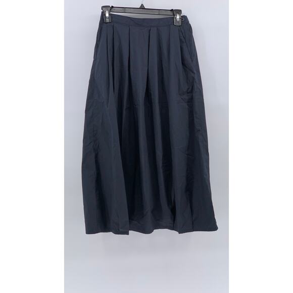 MUJI Women's Navy Blue Elastic-Waist A-Line Relaxed Fit Cotton-Blend Skirt SZ S - Picture 2 of 11